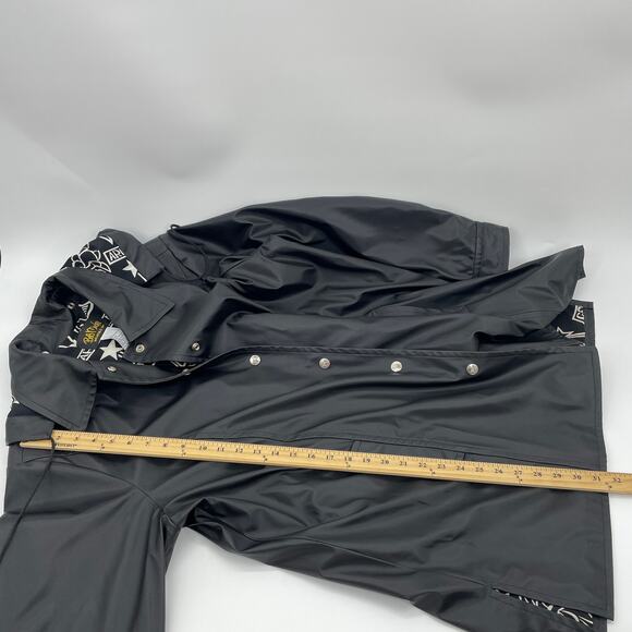 BOB MACKIE Rain Coat Womens Size 1X Black Zodiac Hood Snap Closure Goth Jacket - Picture 8 of 8